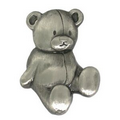 Animal Pin - Teddy Bear Pin, Antique Silver